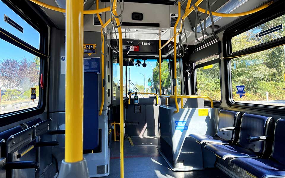 nterior of a TransLink bus