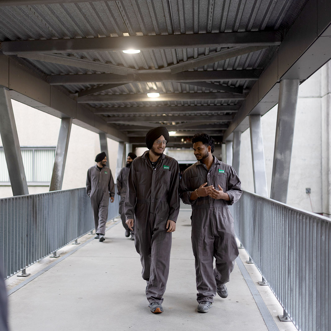 Two students walking together