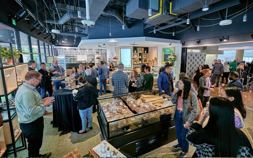 A crowded market and bakeshop