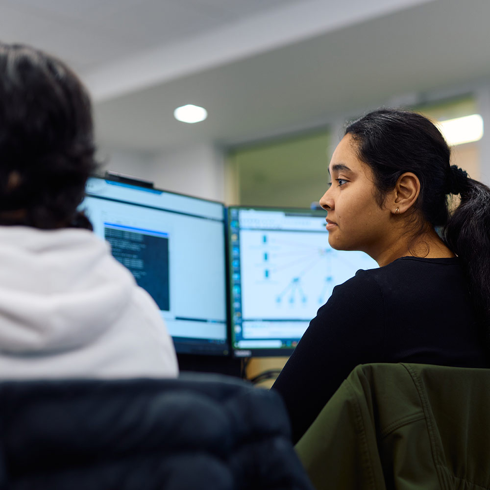 Student working on a computer