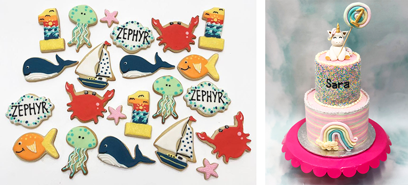 The Stubborn Baker nautical cookies and unicorn cake